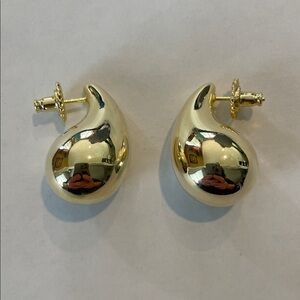 Polished Gold Tone Teardrop Stud Earrings - Women's Jewelry (1)